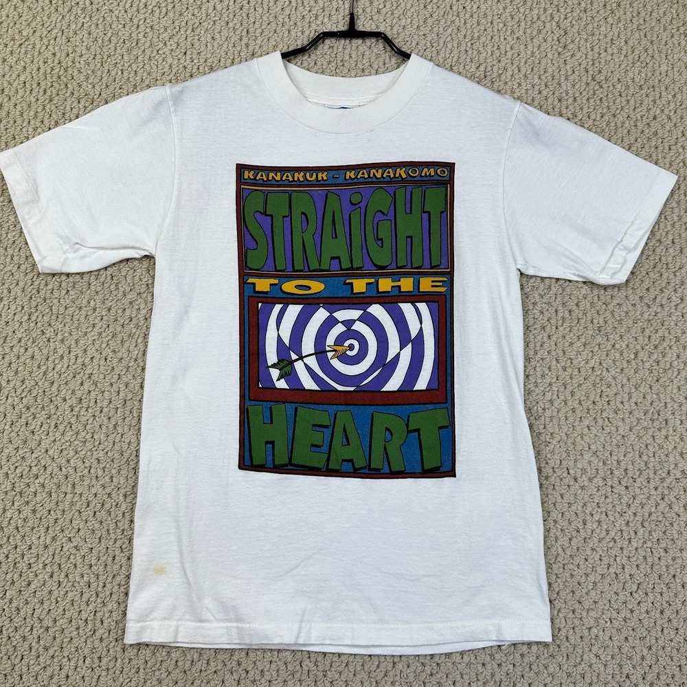 Vtg All Sport Proweight T-Shirt XS White Straight to the Heart Single Stitch USA